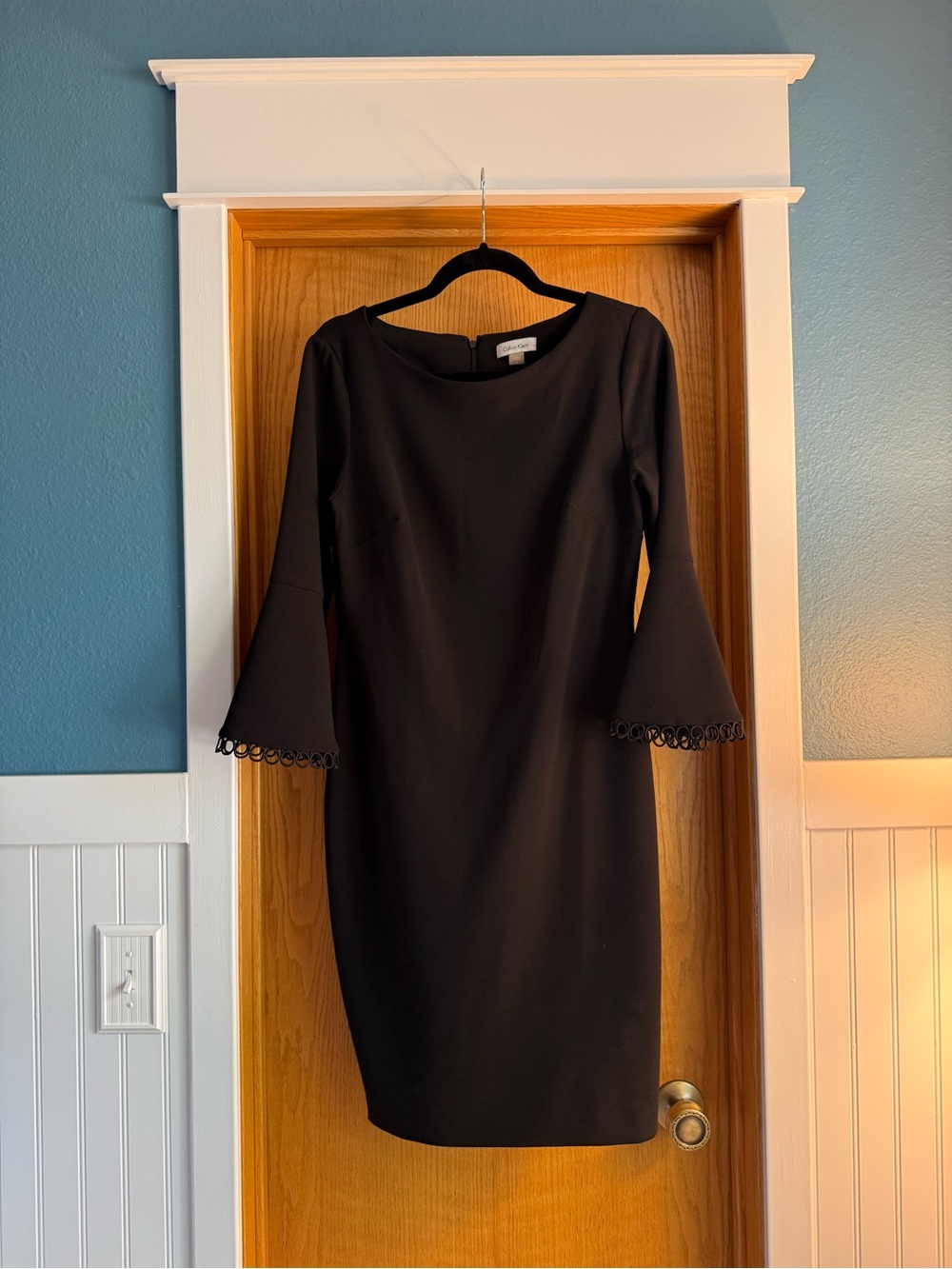 Calvin Klein Black Bell-Sleeve Midi Dress